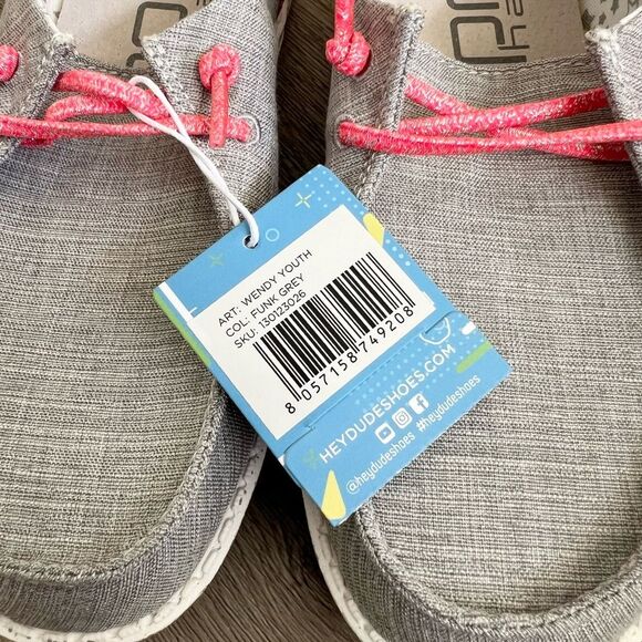 Hey Dude Dudes Shoes - Wendy Funk Youth - Grey/Pink - size Youth 3 Y3 - NEW! - Picture 4 of 9